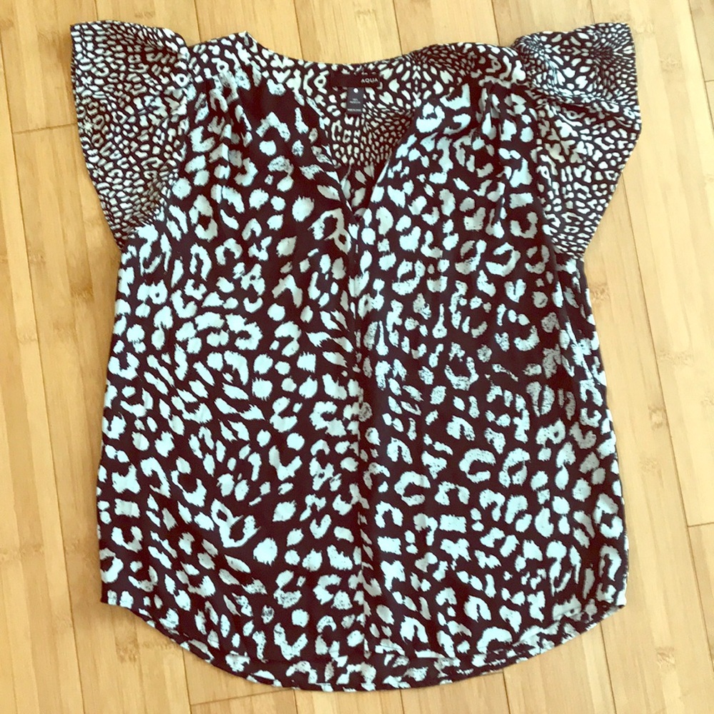 Aqua animal print blouse